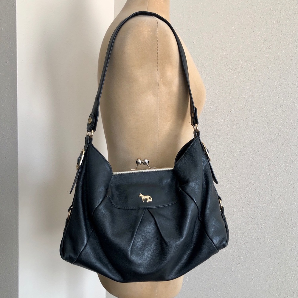 Emma Fox Black Leather Shoulder Bag